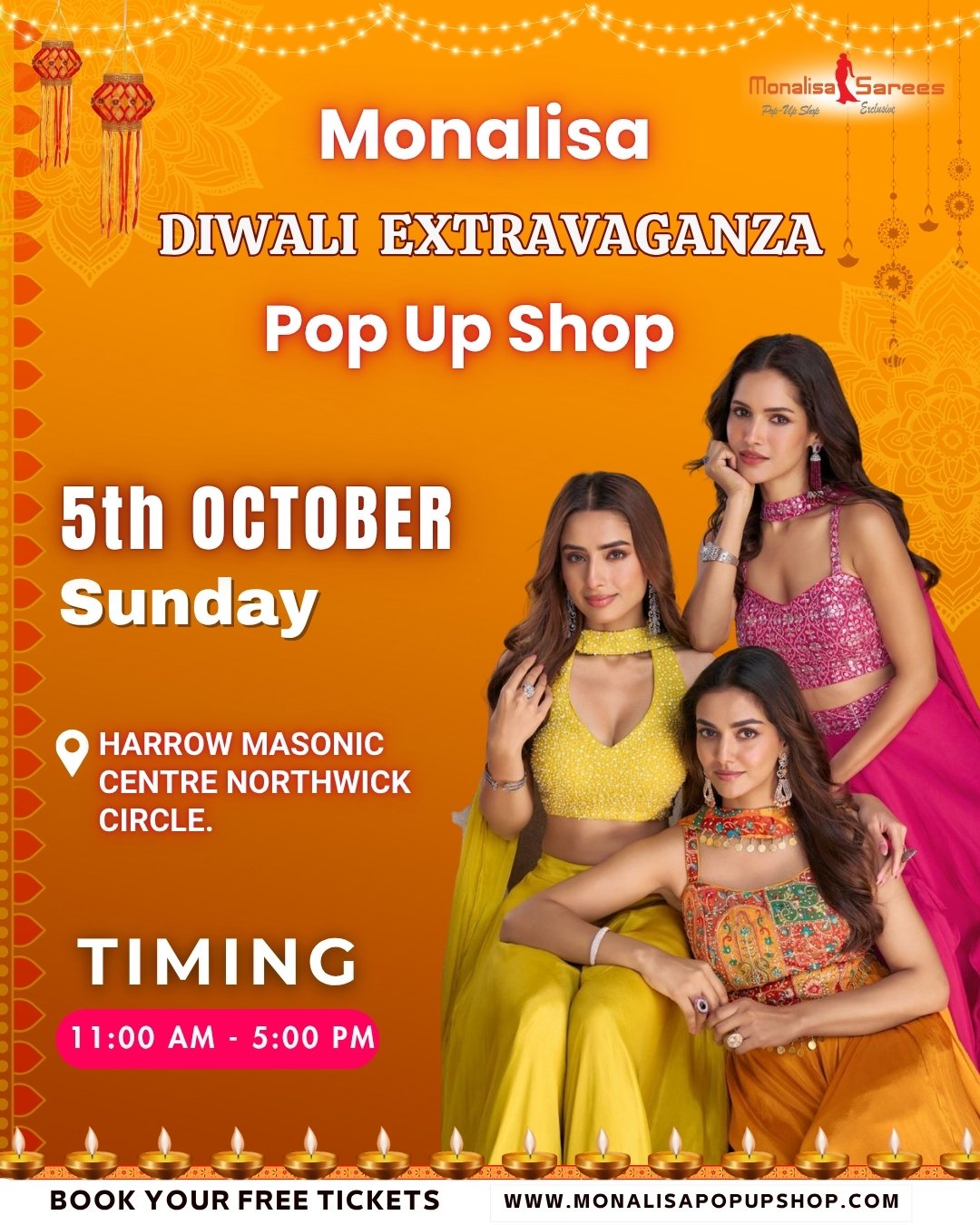 5th Oct 2025 -Monalisa Diwali Extravaganza Popup Shop (Harrow Masonic Centre Northwick Circle)